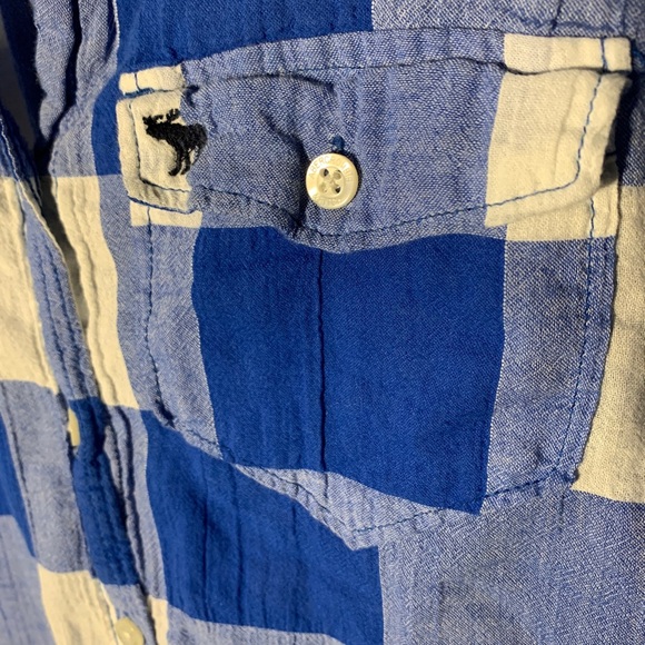 Abercrombie & Fitch Womens Plaid Button Down Shirt Size M Blue Long Sleeve - Picture 2 of 7